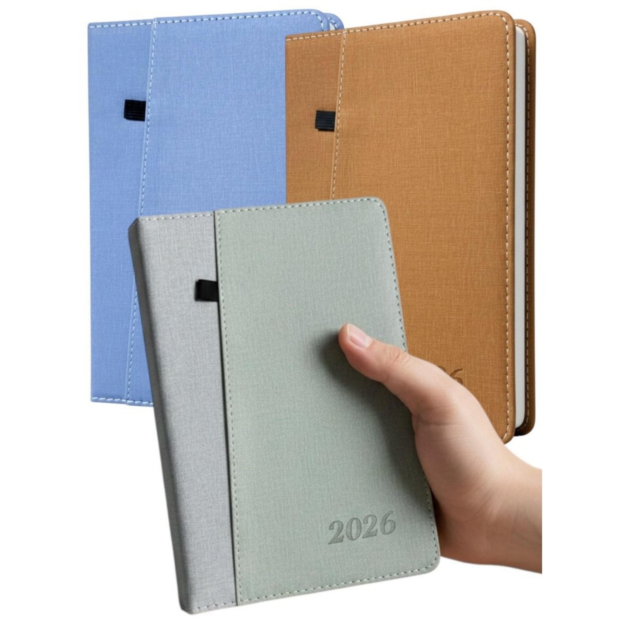 Beclen Harp 2026 Diary A5 Day to Page Full Year Planner Desk Luxury Stitched Fabric Cover