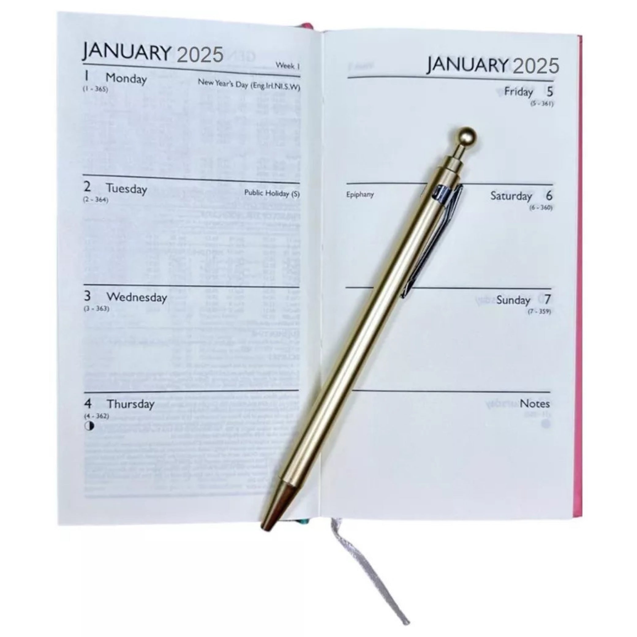 Beclen Harp 2026 SLIM Week to view Flowers Theme Office Home School Desktop Diary with free pen Desktop School Note Date Full Year - Xmas gift