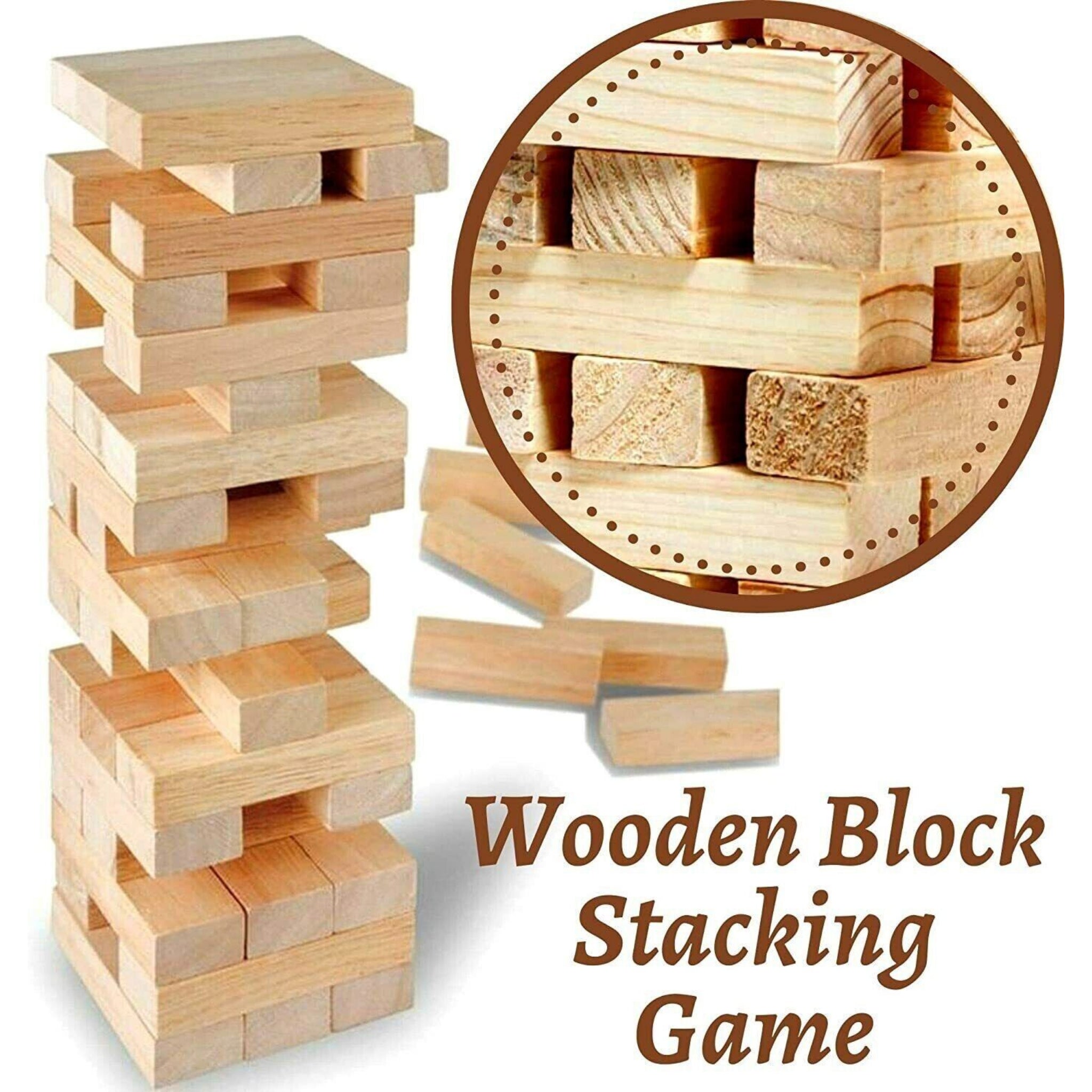 Beclen Harp 40 Blocks Giant Wooden Tower Tumbling Jenga Game Garden Indoor Outdoor Kids Fun