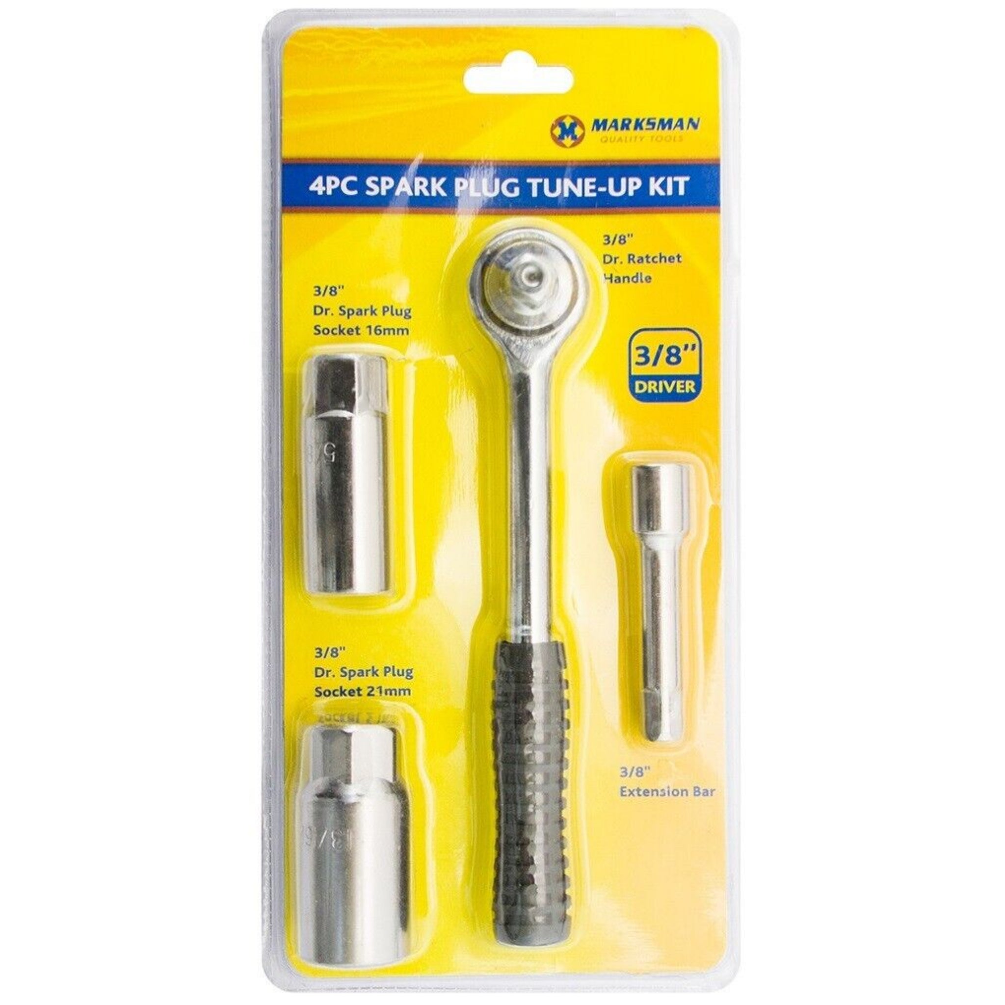Beclen Harp New 4pc 3/8" Spark Plug Tune-Up Rachet Wrenches With Extension Bar & Sockets Set