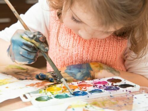 Beclen Harp Childrens 22ml Glass Paints set - 5 Different Shaped Brush Set Creative Art Set