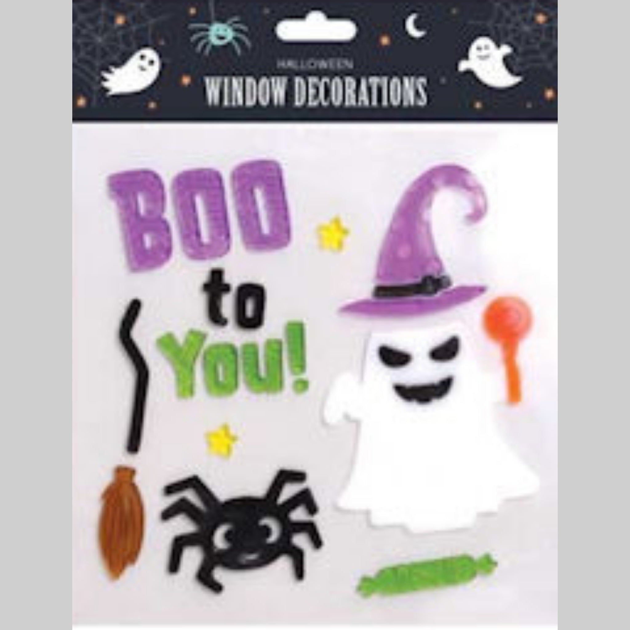 Beclen Harp Halloween Character Gel Clings Window Stickers Decoration/ Assorted Boo To You Trick To Treat Spooky Scary House Party Decorations