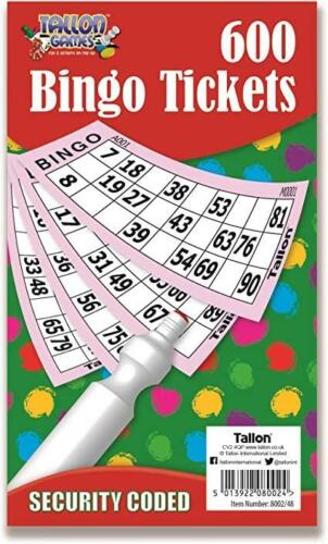 Beclen Harp 12 Pack JUMBO Bingo Flyers Quickies Pad Of 600 Tickets 6 TV Bright Colours 1-90