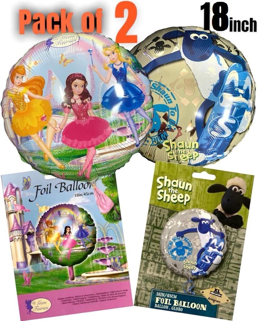 Beclen Harp 2Pcs Fairy / Shaun The Sheep Balloons HELIUM / AIR Celebration Party Kids Foil