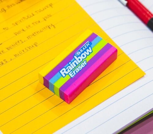 Beclen Harp 8x RAINBOW COLOUR ERASERS Kids Rubbers Party Favor Loot Gift Bag Reward Fillers