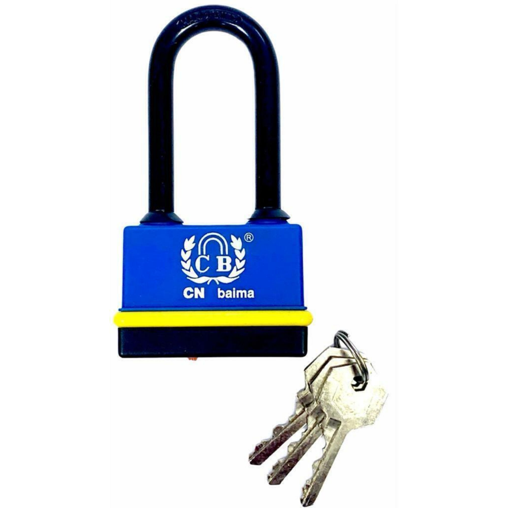 Beclen Harp Heavy Duty Padlock Red & Blue Long Shackle 40mm Waterproof Security Outdoor Indoor Shed- 3 keys