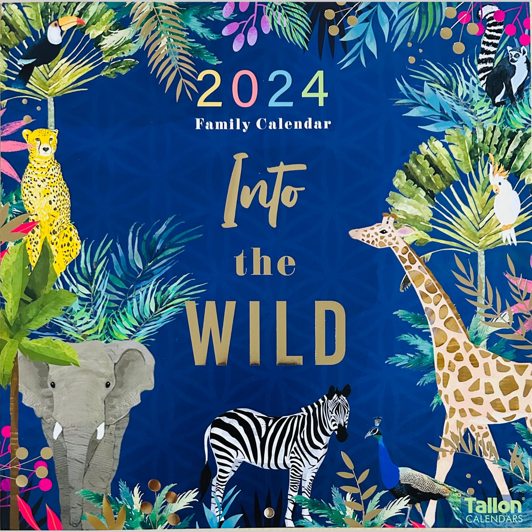 Beclen Harp 2024 Large Family Organiser Month To View/ Easy To View 5 Columns Planner Gold Style Wild , Best Life