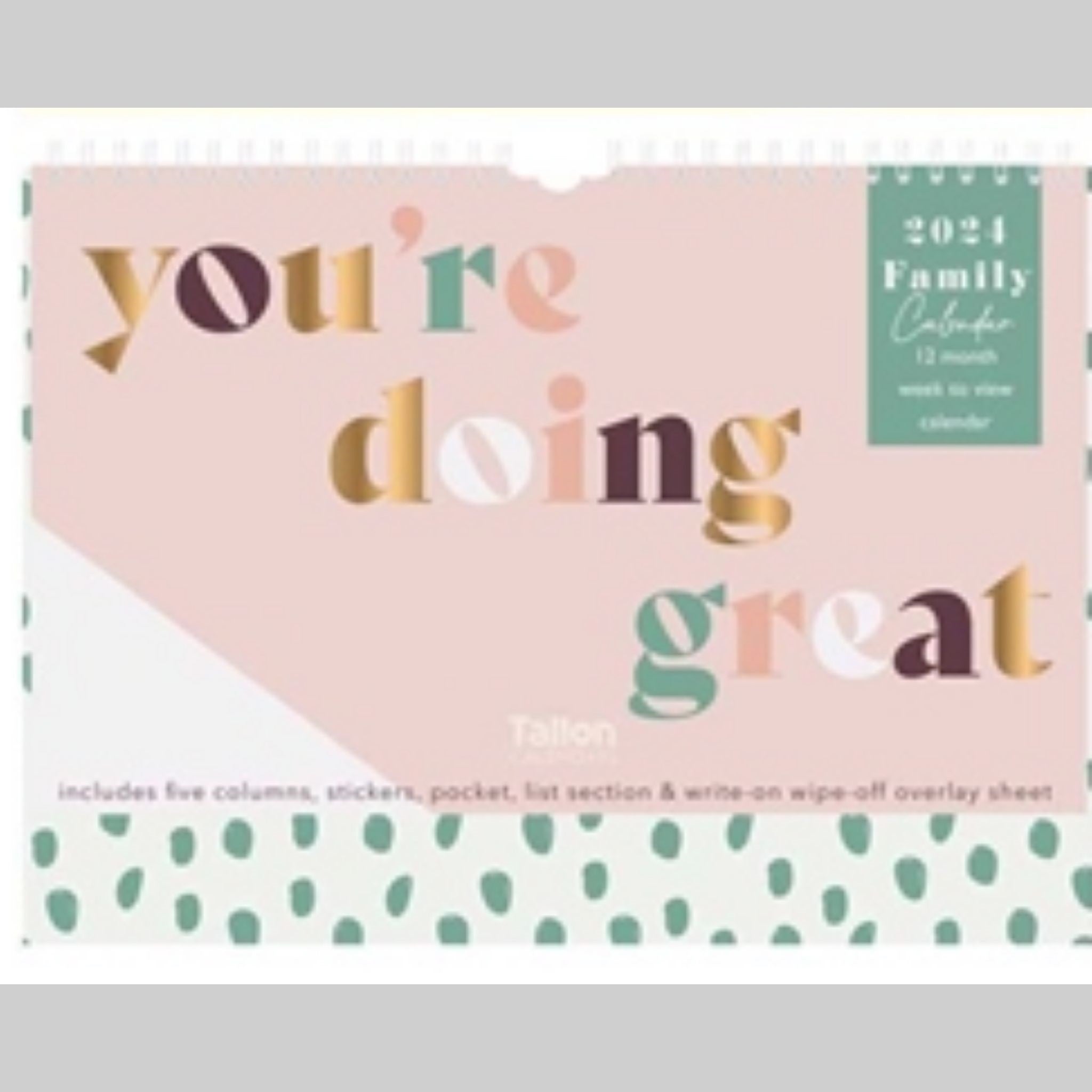 Beclen Harp 2024 WTV/ Week To View 5 Column Family Wall Calendar Planner Wth Stickers & Shopping List Bee Yourself, You're Doing Great