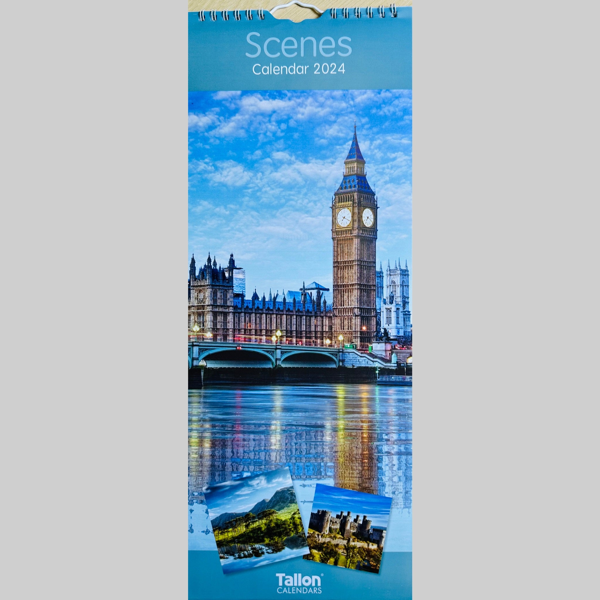 Beclen Harp Super Slim Month to View Spiral Bound Hanging Wall Calendar Home Office 2024 Gardens/ Cottages/ Coasts/ Scenes