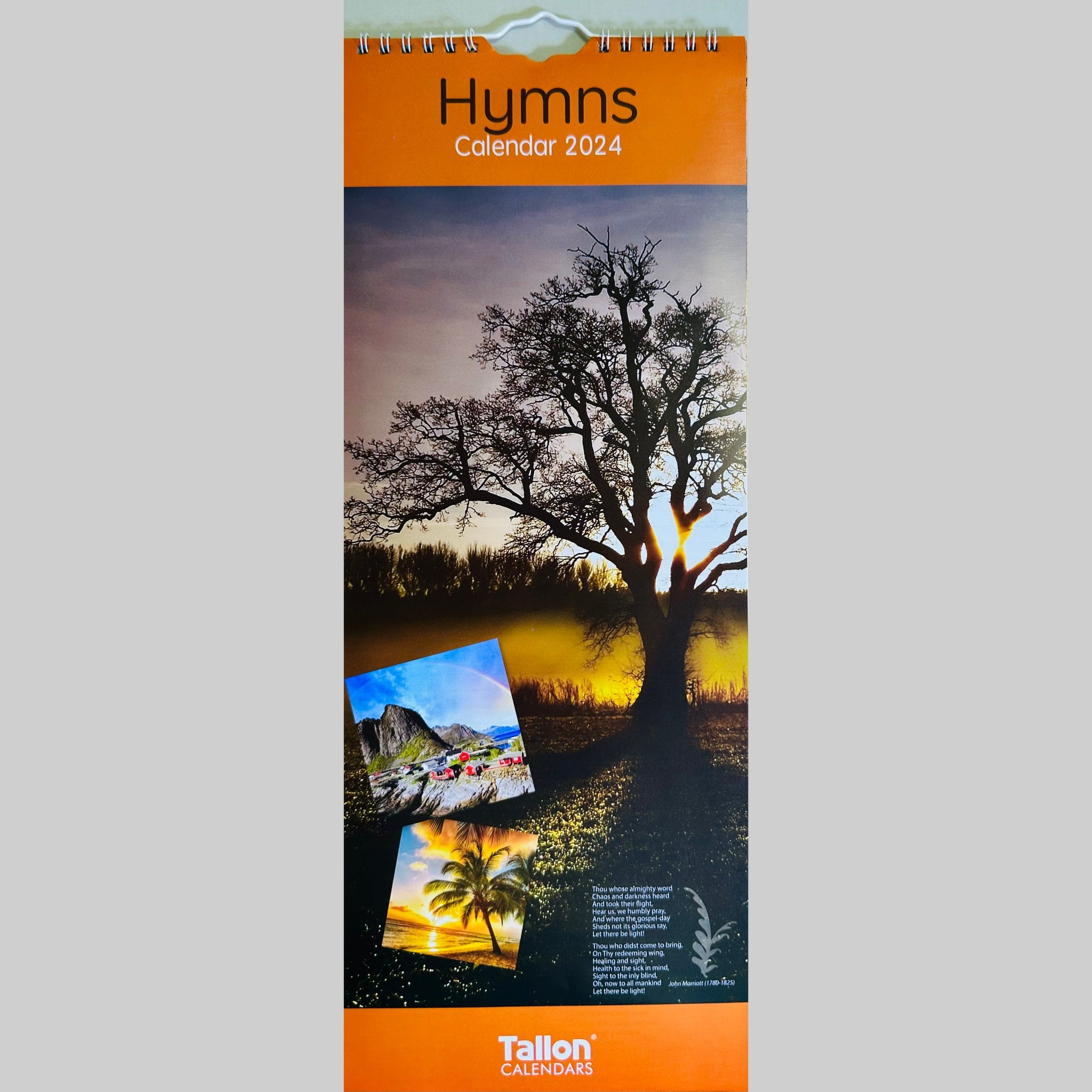 Beclen Harp Super Slim Month to View Spiral Bound Hanging Wall Calendar Home Office 2024 Psalms, Hymns