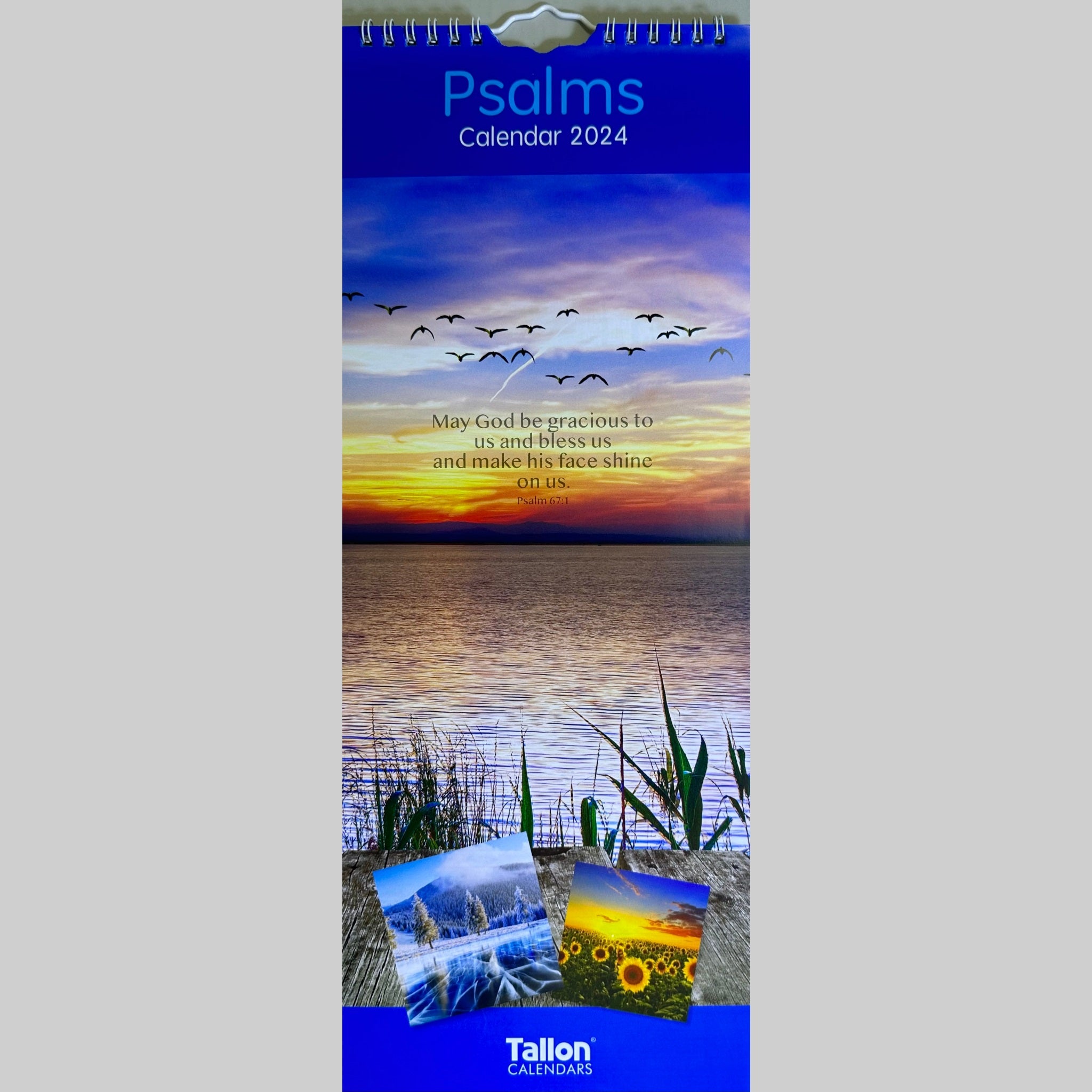 Beclen Harp Super Slim Month to View Spiral Bound Hanging Wall Calendar Home Office 2024 Psalms, Hymns