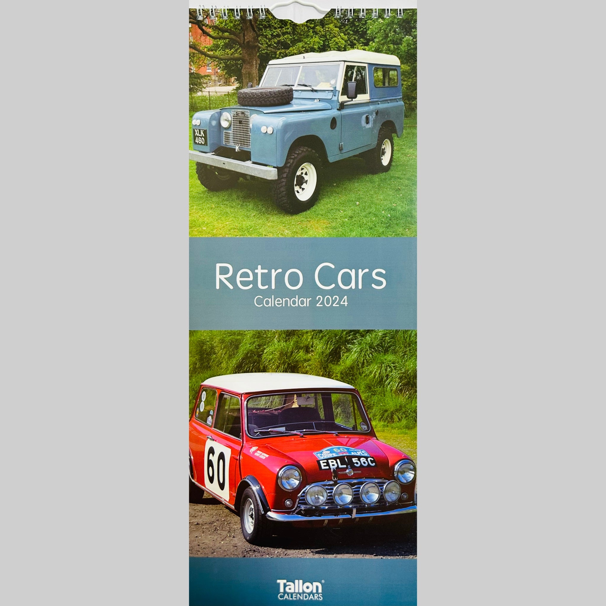 Beclen Harp Super Slim Month to View Spiral Bound Hanging Wall Calendar Home Office 2024 Retro Cars Classic Cars