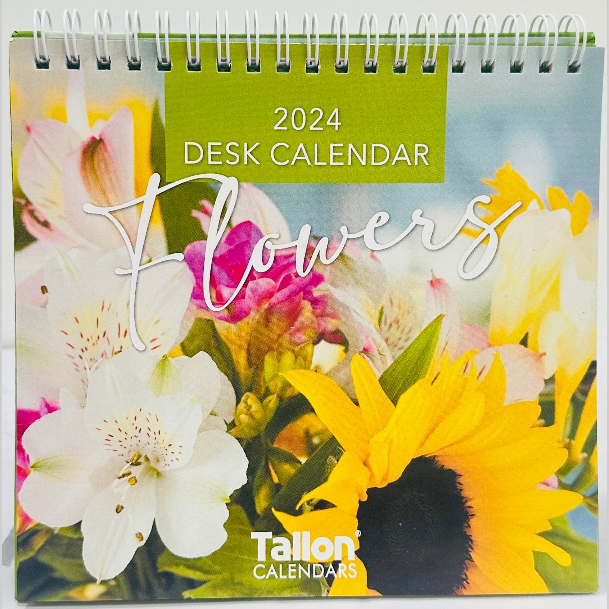 Beclen Harp 2024 Month To View Flip Over Desktop Calendar Flowers Floral Bouquet/ Home Office Table Work top Planner Organiser