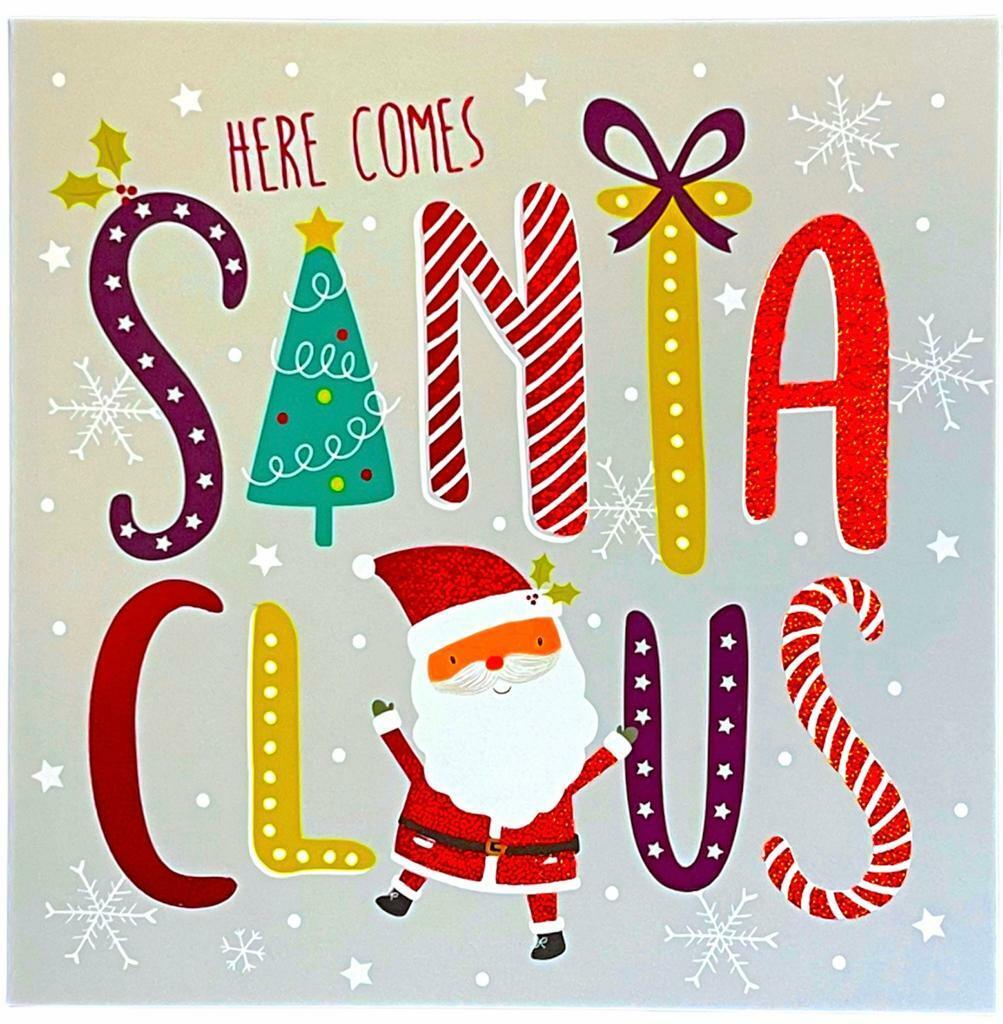 Beclen Harp 10 Pack Square Santa Winter Scene Traditional Glitter Christmas Cards 10 Designs