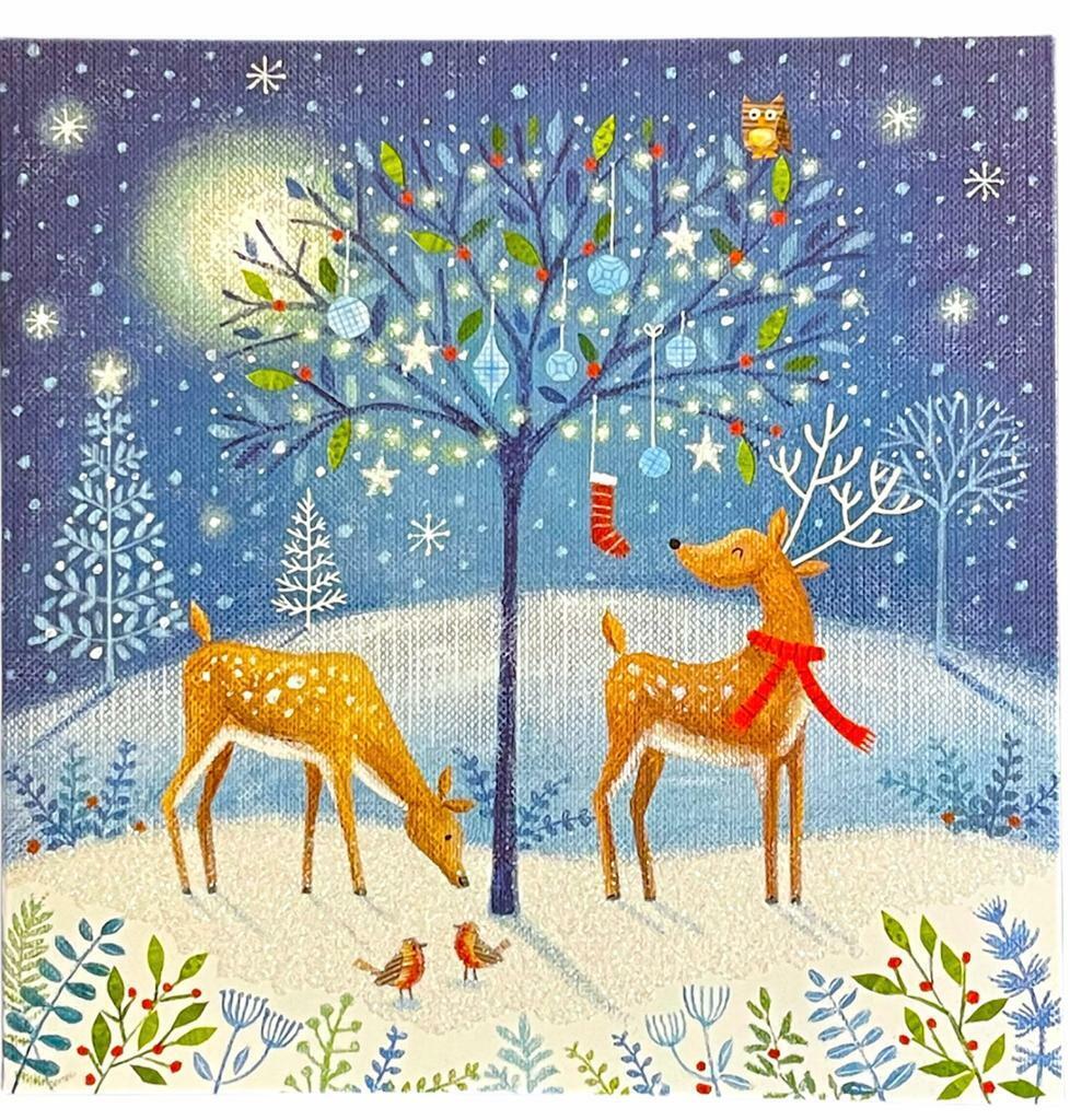 Beclen Harp 10 Pack Square Santa Winter Scene Traditional Glitter Christmas Cards 10 Designs