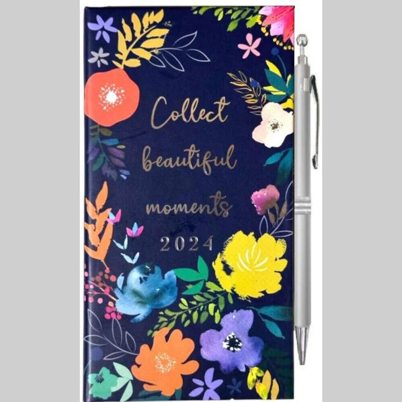 Beclen Harp 2024 Slim Size Hardback Planner Organiser Diary Week To View/ WTV Easy To Go Full Year Diary