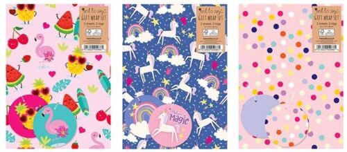 Beclen Harp 6 SHEETS & 6 TAGS FLAT GIFT WRAPPING PAPER BIRTHDAYS PARTIES WEDDING & OCCASION