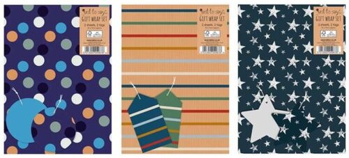 Beclen Harp 6 SHEETS & 6 TAGS FLAT GIFT WRAPPING PAPER BIRTHDAYS PARTIES WEDDING & OCCASION