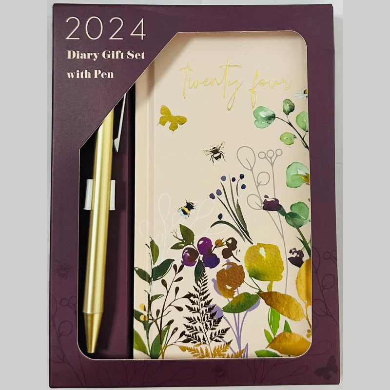 Beclen Harp 2024 Slim Size Hardback Planner Organiser Diary Week To View/ WTV Easy To Go Full Year Diary