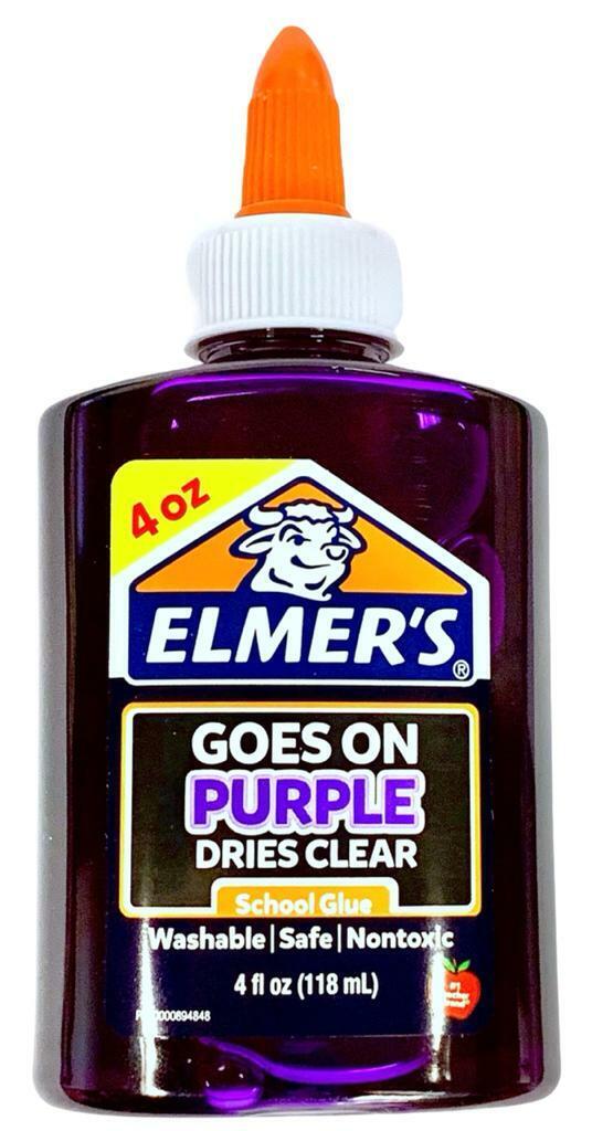 Lot of 10 Elmers School Glue Liquid Washable Goes on Purple Dries Clear 3  Fl oz