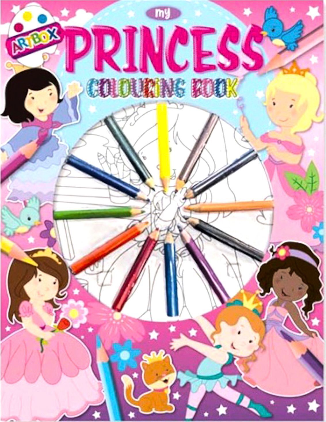 Beclen Harp Artbox Colouring Book With Pencils - Set Kids Children Boys Girls Activity Art