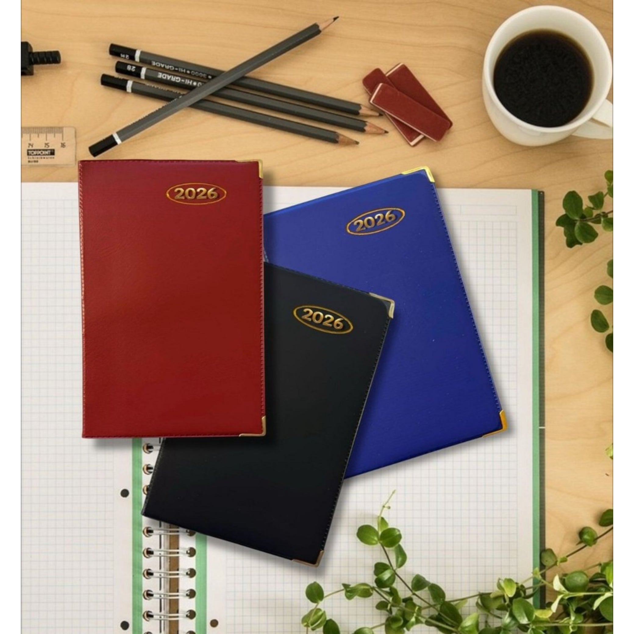2026 DIARY POCKET / SLIM SLIMLINE WEEK TO VIEW METAL EDGE SOF PVC COVER DIARY