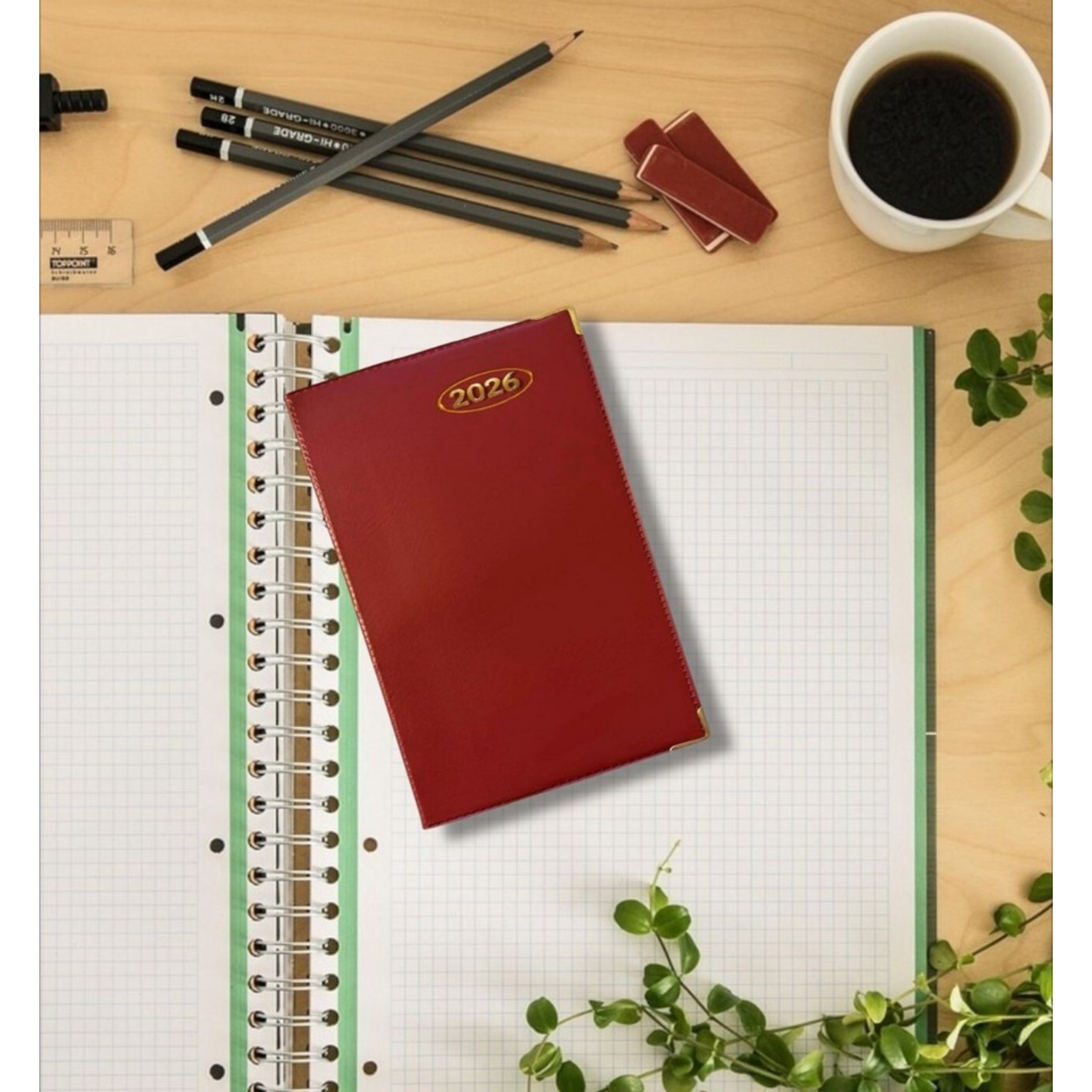 2026 DIARY POCKET / SLIM SLIMLINE WEEK TO VIEW METAL EDGE SOF PVC COVER DIARY