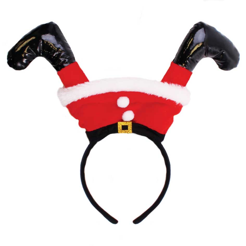 Beclen Harp 2x Festive Upside Down Santa Claus Legs Motif Alice Hair Band Headband Christmas
