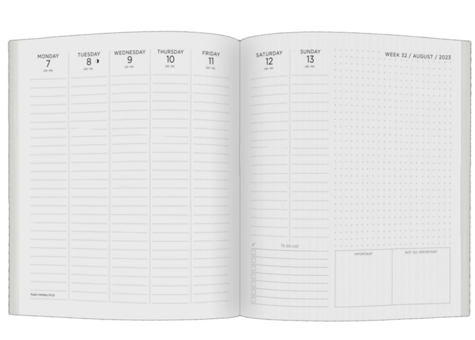 Beclen Harp 2023-2024 Academic Square Week to View Luxury Leather Diary School Office Home