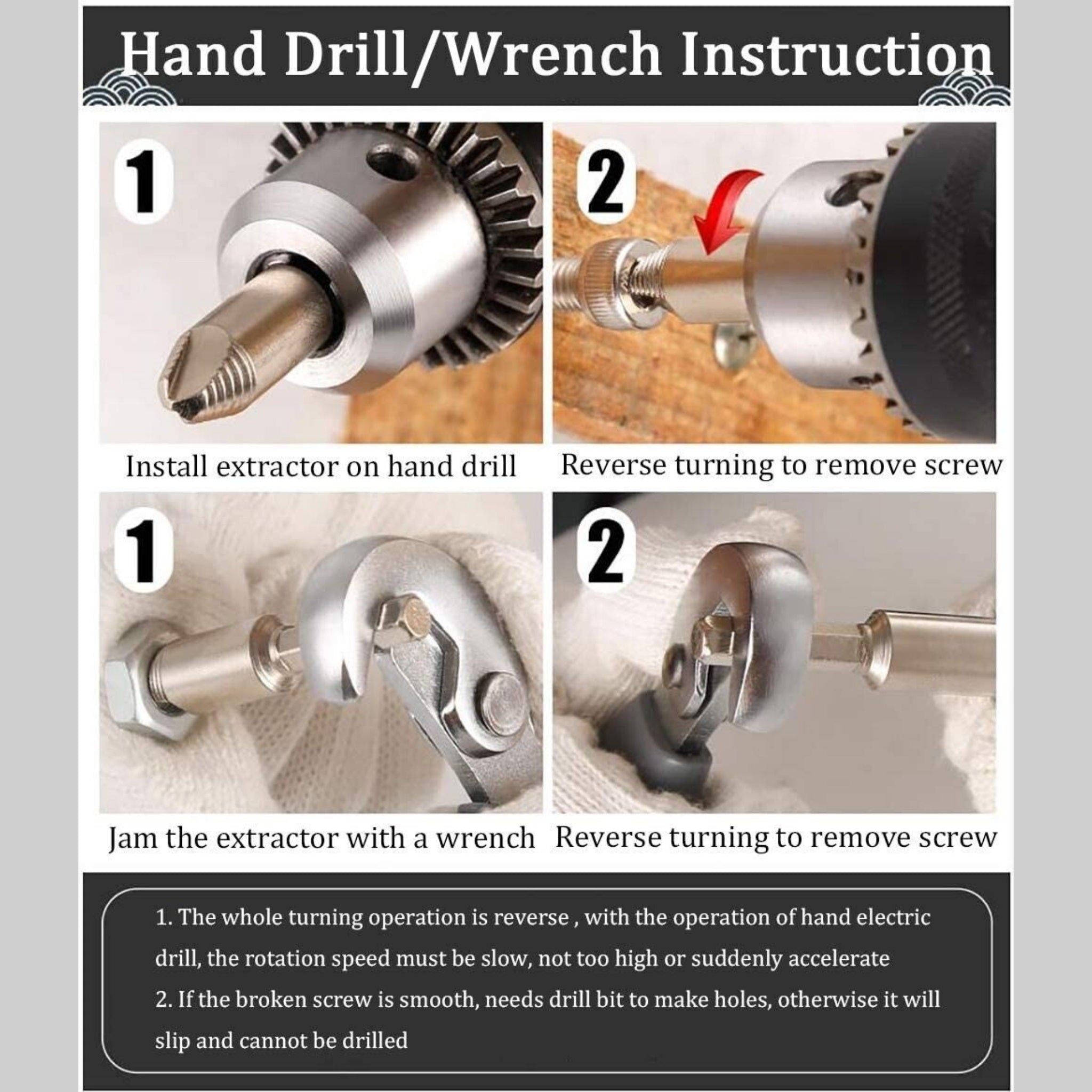 Beclen Harp 5Pc Screw Extractor Drill Bit Set Damaged Broken Bolts & T