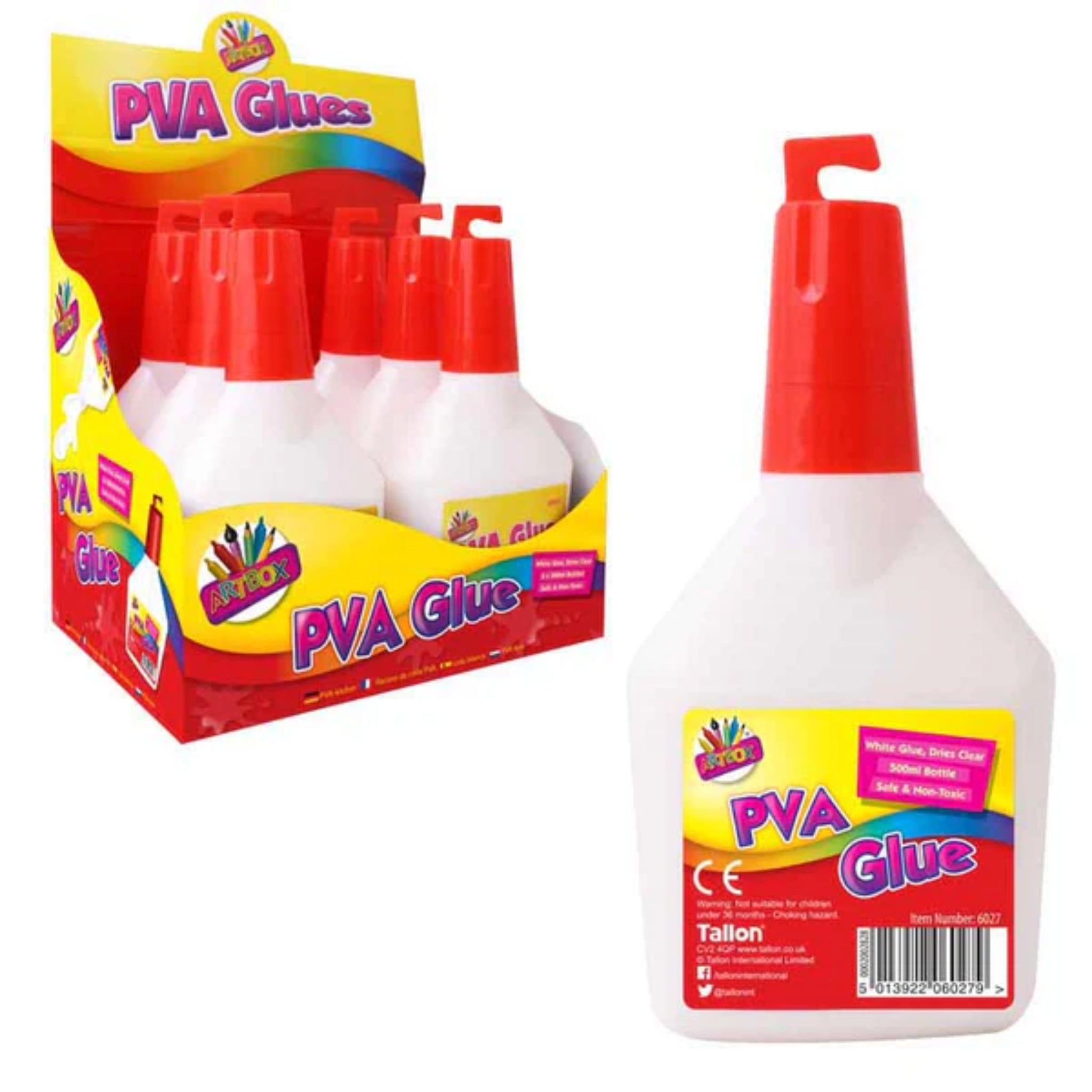 Artbox White PVA Glue 500ml - Clear Drying Crafts Art Fun Child Safe Non  Toxic