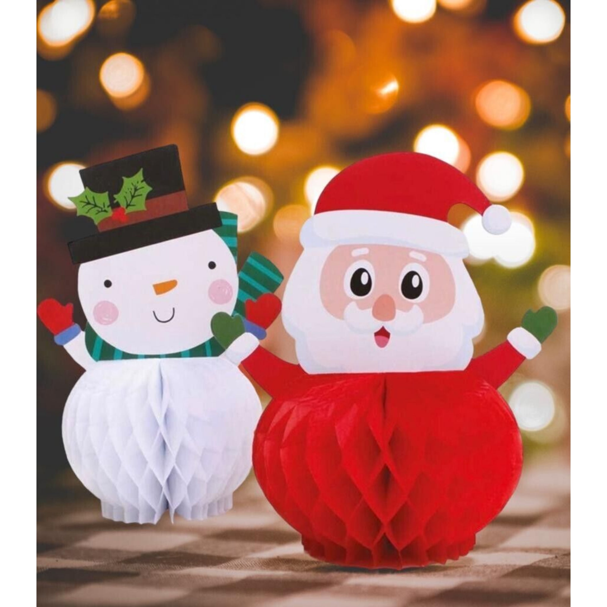 Beclen Harp 5pc Christmas/Xmas Honeycomb Paper Tree/Santa/Snowman