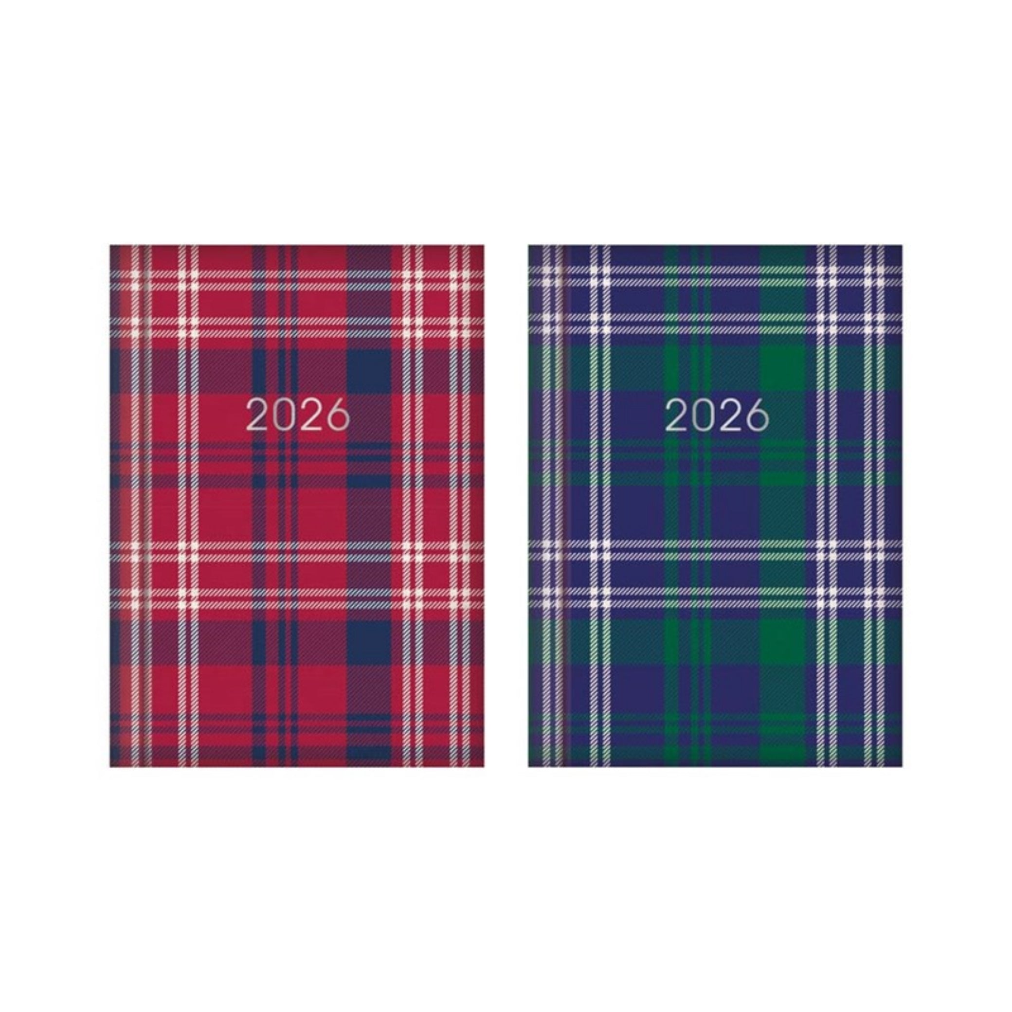 Beclen Harp 2026 Pocket Week to view Tartan Design School Home Office Desktop Diary Note Date Full Year Family planner diary - Xmas gift