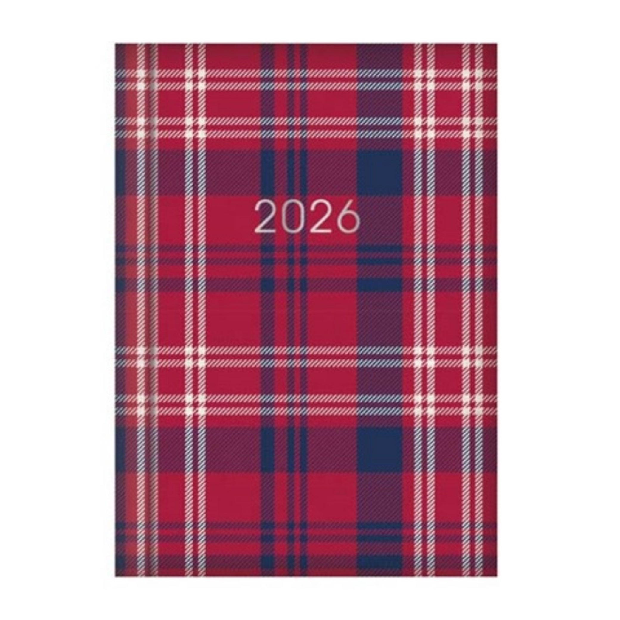 Beclen Harp 2026 Pocket Week to view Tartan Design School Home Office Desktop Diary Note Date Full Year Family planner diary - Xmas gift
