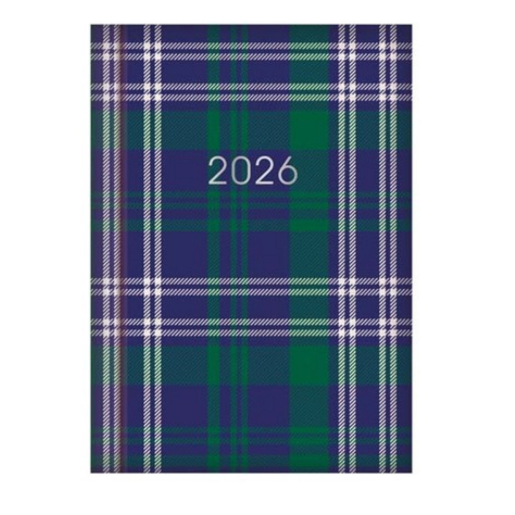 Beclen Harp 2026 Pocket Week to view Tartan Design School Home Office Desktop Diary Note Date Full Year Family planner diary - Xmas gift