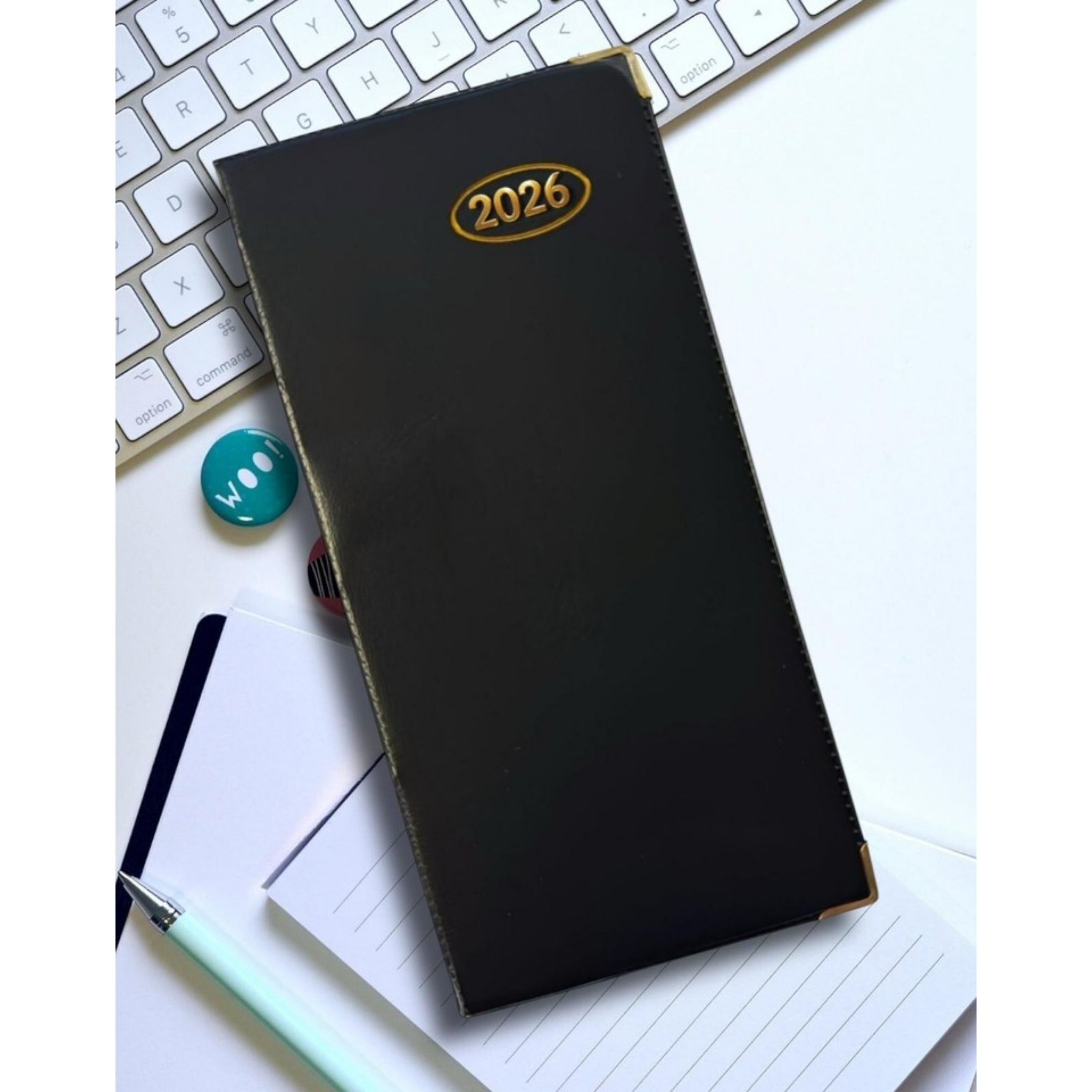 2026 DIARY POCKET / SLIM SLIMLINE WEEK TO VIEW METAL EDGE SOF PVC COVER DIARY