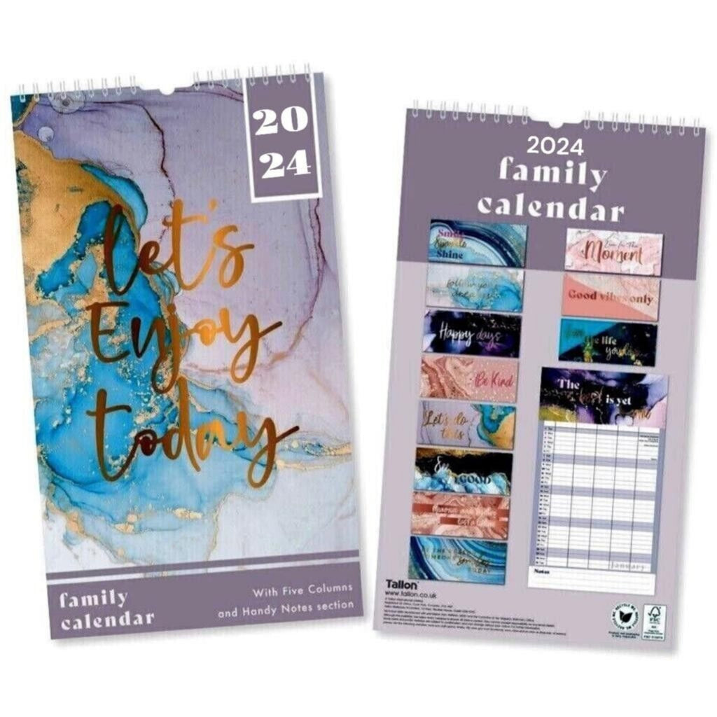 Beclen Harp 2024 Large Family Organiser Month To View/ Easy To View 5  Columns Planner Gold Style Wild , Best Life/ Photographic Spiral Bound  Calendar