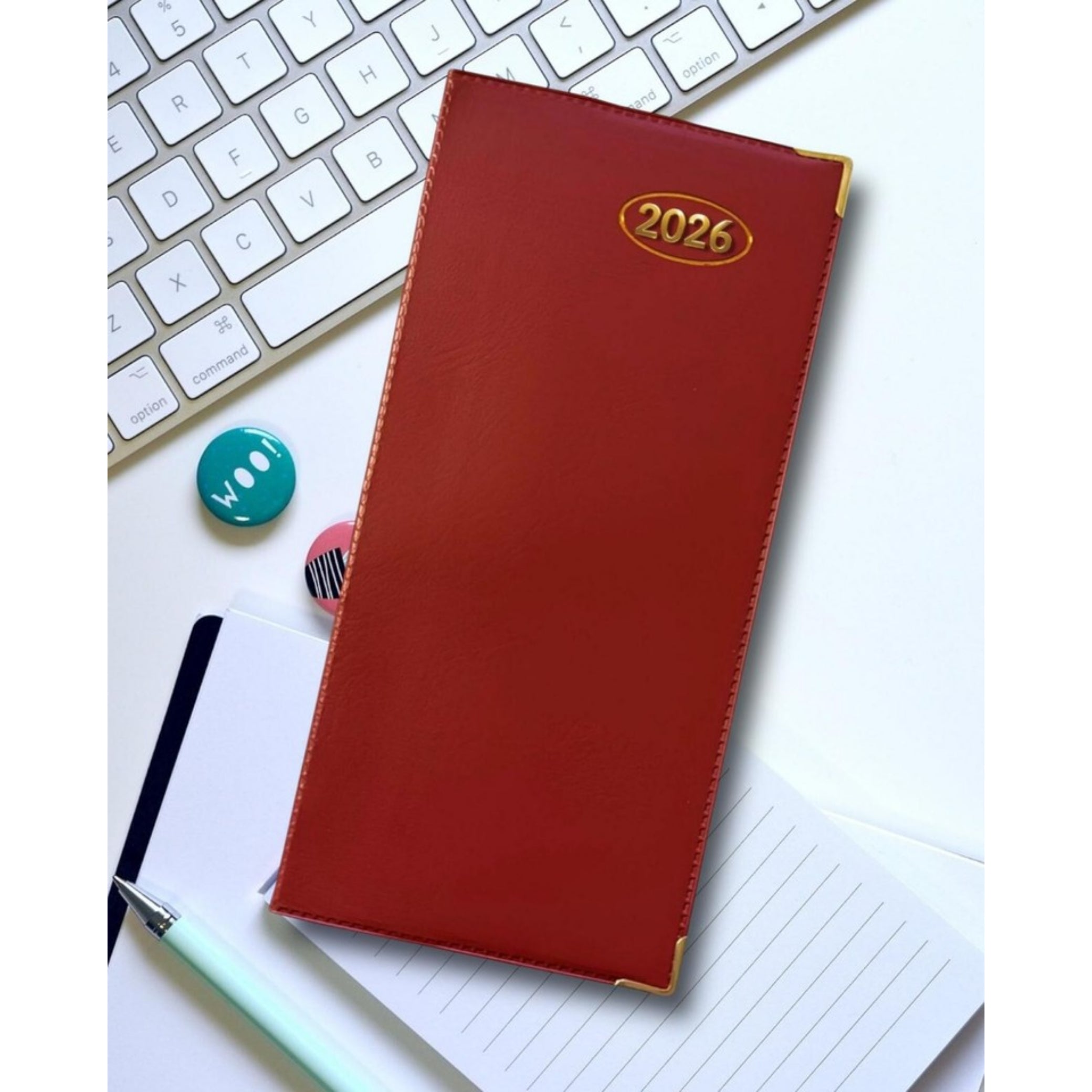 2026 DIARY POCKET / SLIM SLIMLINE WEEK TO VIEW METAL EDGE SOF PVC COVER DIARY