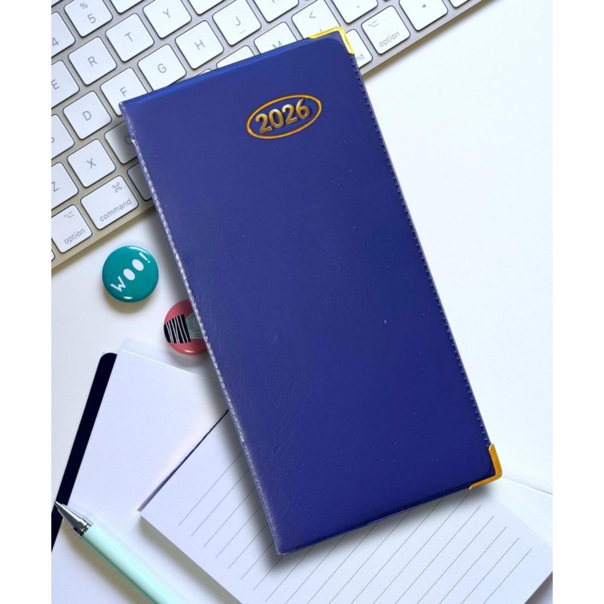 2026 DIARY POCKET / SLIM SLIMLINE WEEK TO VIEW METAL EDGE SOF PVC COVER DIARY