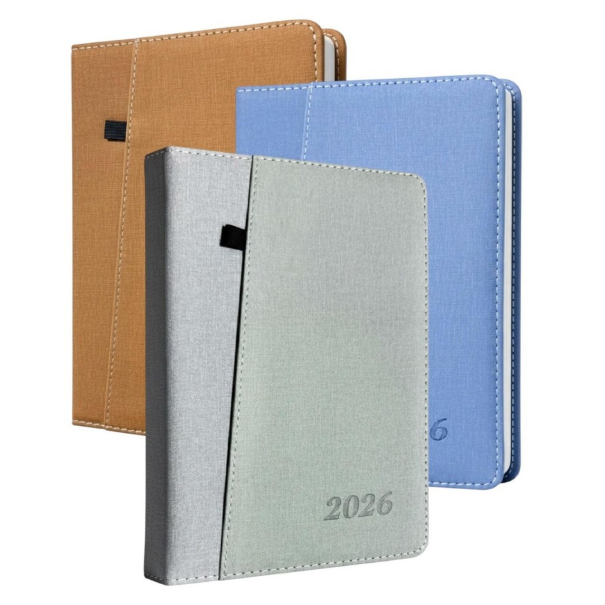 Beclen Harp 2026 Diary A5 Day to Page Full Year Planner Desk Luxury Stitched Fabric Cover