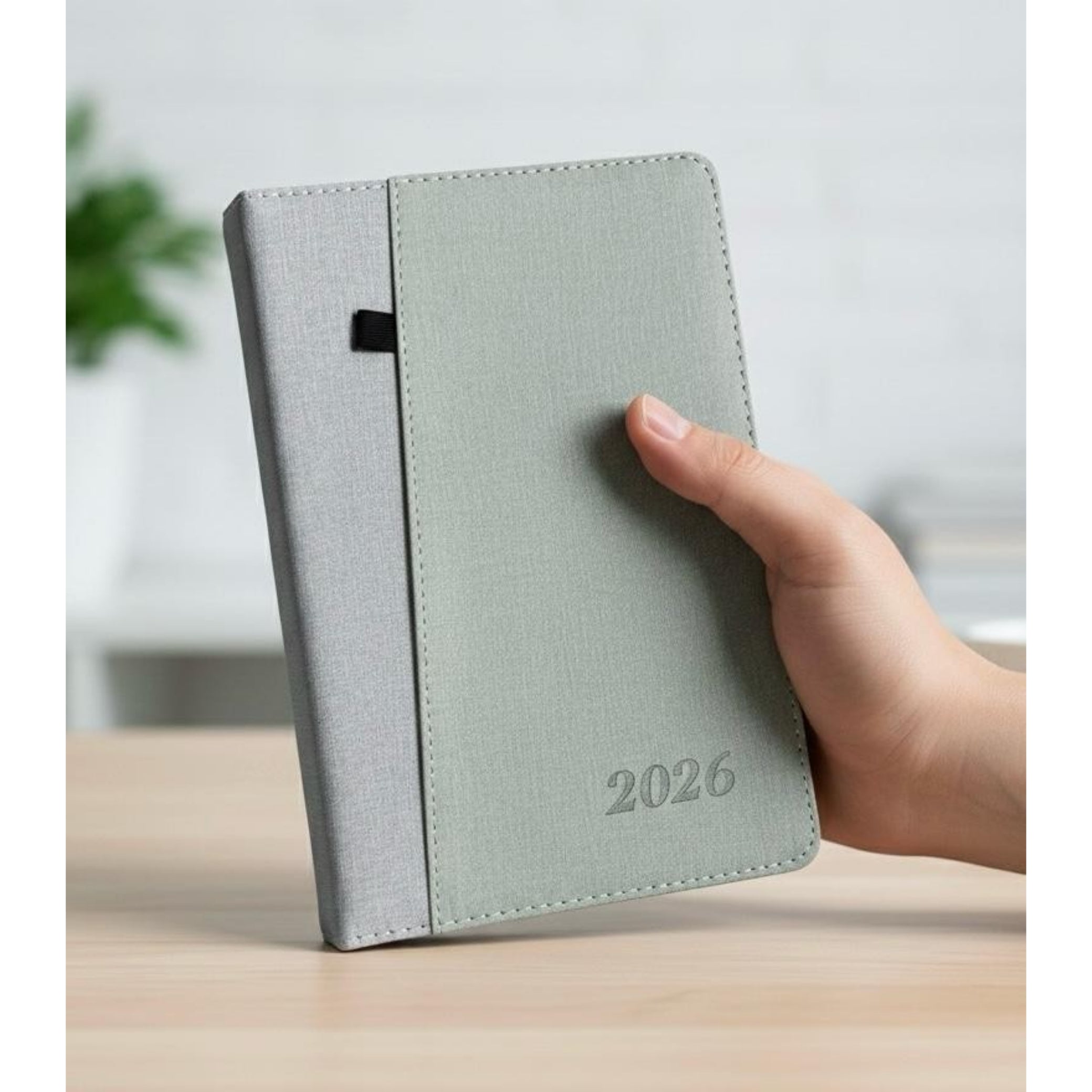 Beclen Harp 2026 Diary A5 Day to Page Full Year Planner Desk Luxury Stitched Fabric Cover