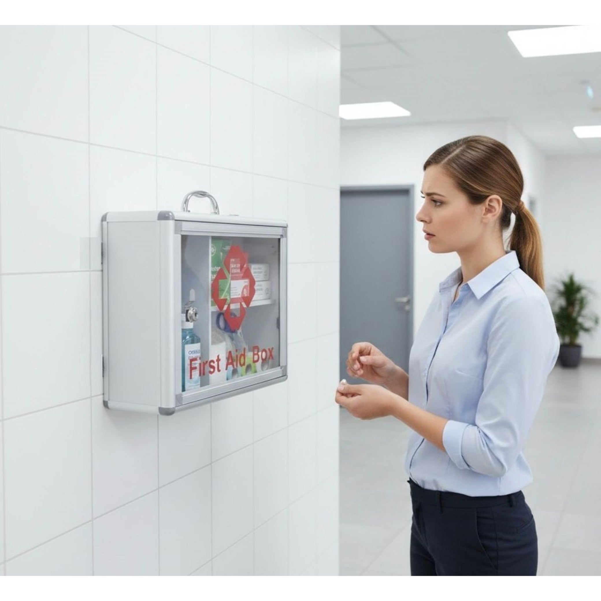 BECLEN HARP MEDICAL CABINET FIRST AID WALL MOUNTED MEDICINE BOX LOCKABLE WITH 2 KEYS NEW UK FREE SHIPPING