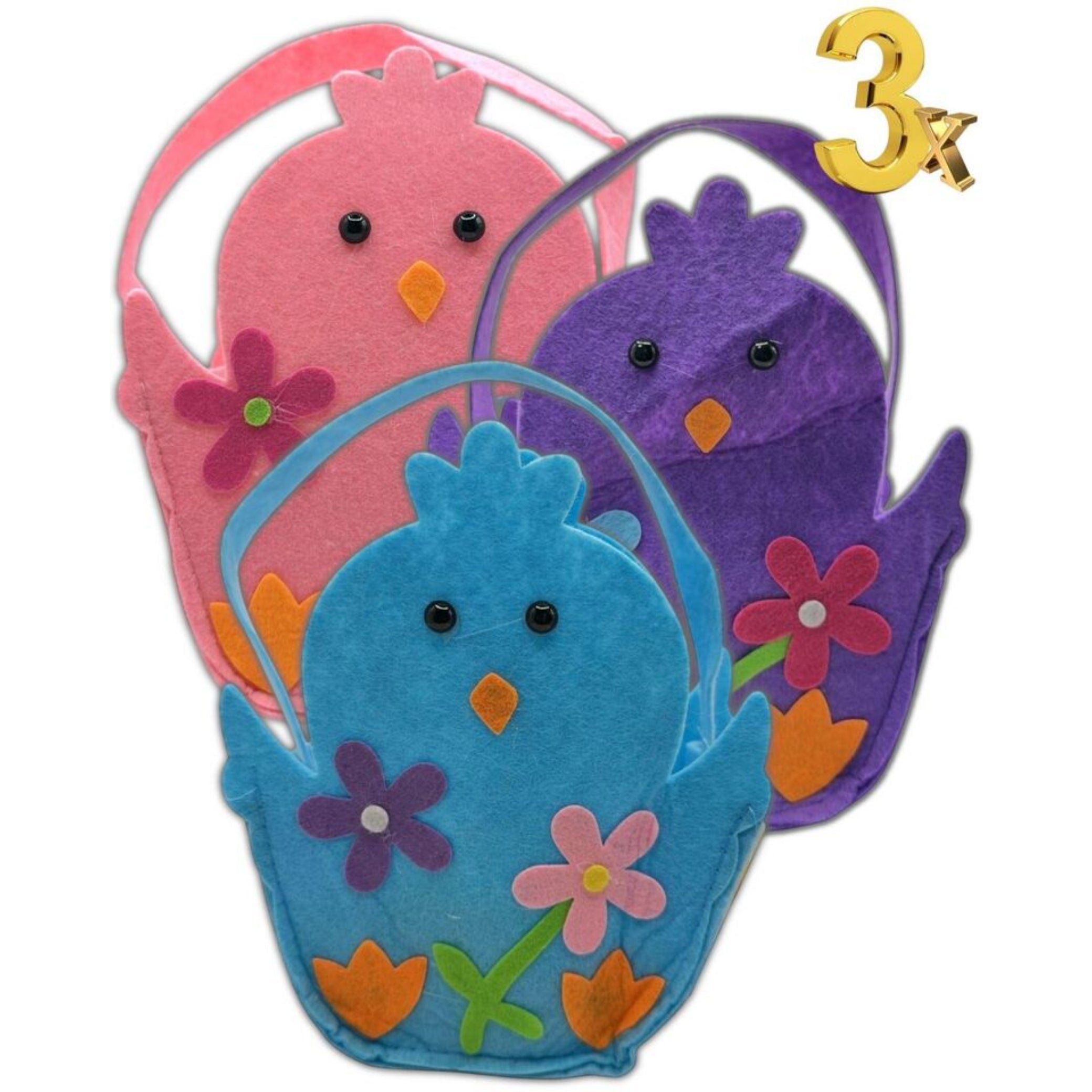 Beclen Harp 3x Easter Treat Bucket Cute Chicks Luxury Present Egg Hunt Easter Egg Gift Bag - UK Seller Ester fun