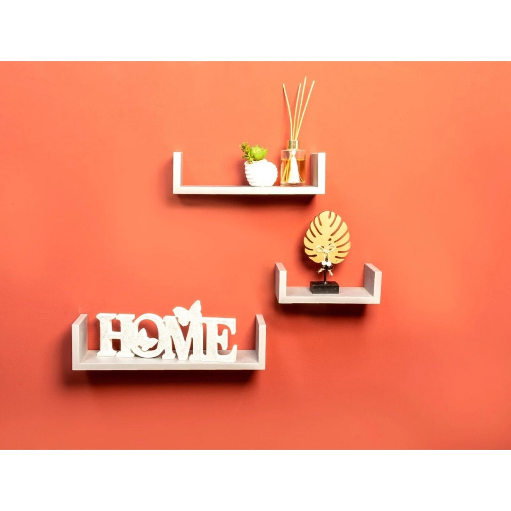 Beclen Harp Set of 3 Floating Shelves Wall Mounted Storage Display Shelf Kit Home Decor WHT UK Best Seller Free Shipping