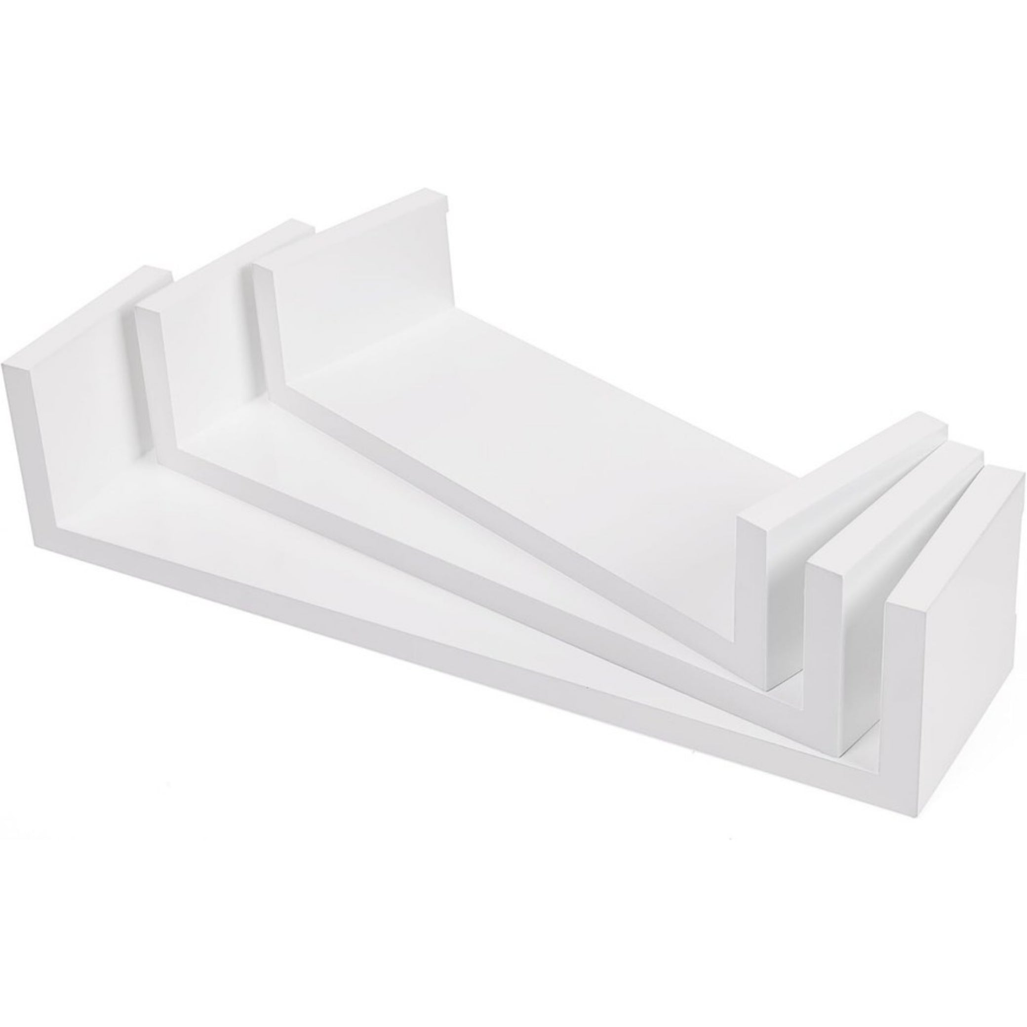 Beclen Harp Set of 3 Floating Shelves Wall Mounted Storage Display Shelf Kit Home Decor WHT UK Best Seller Free Shipping