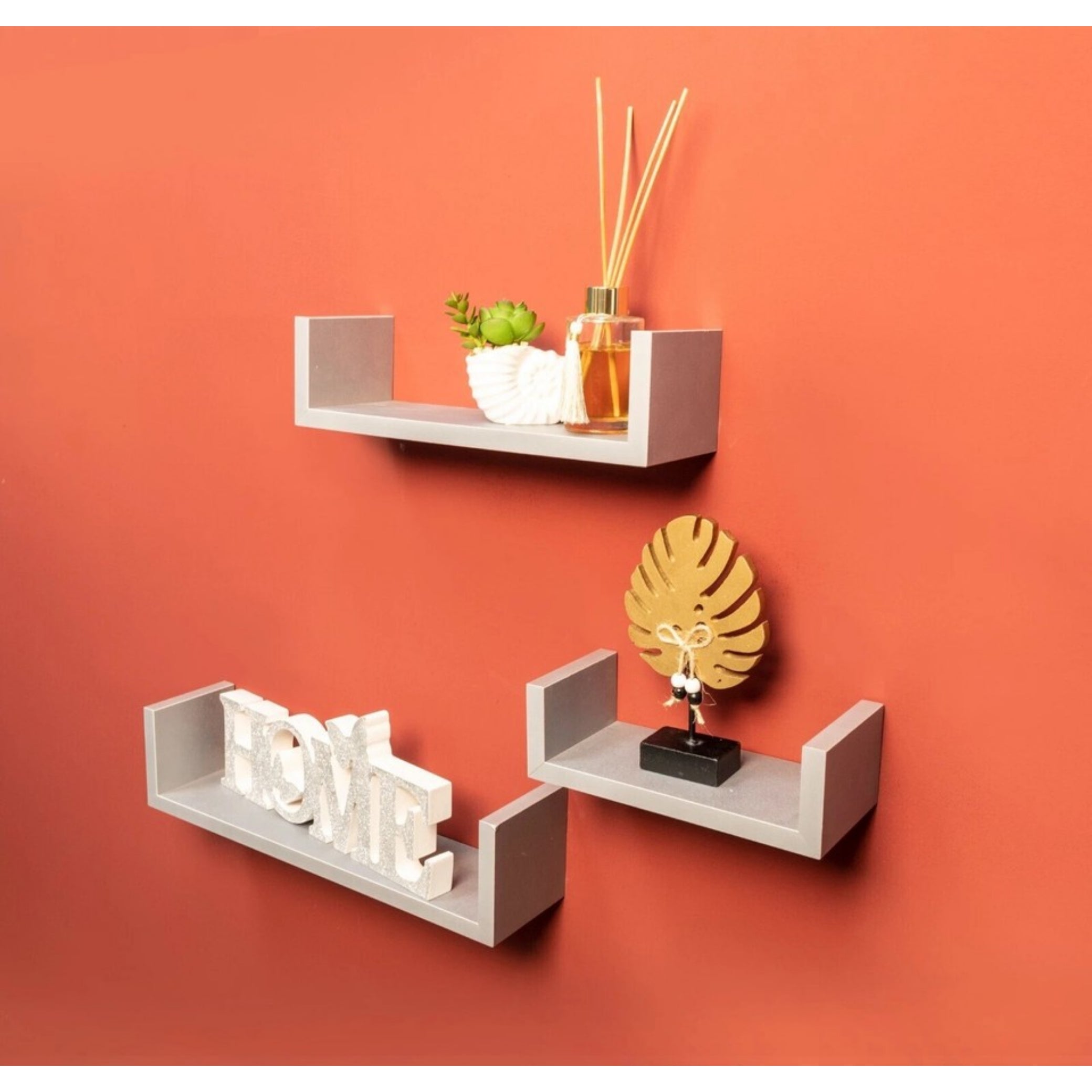 Beclen Harp Set of 3 Floating Shelves Wall Mounted Storage Display Shelf Kit Home Decor WHT UK Best Seller Free Shipping